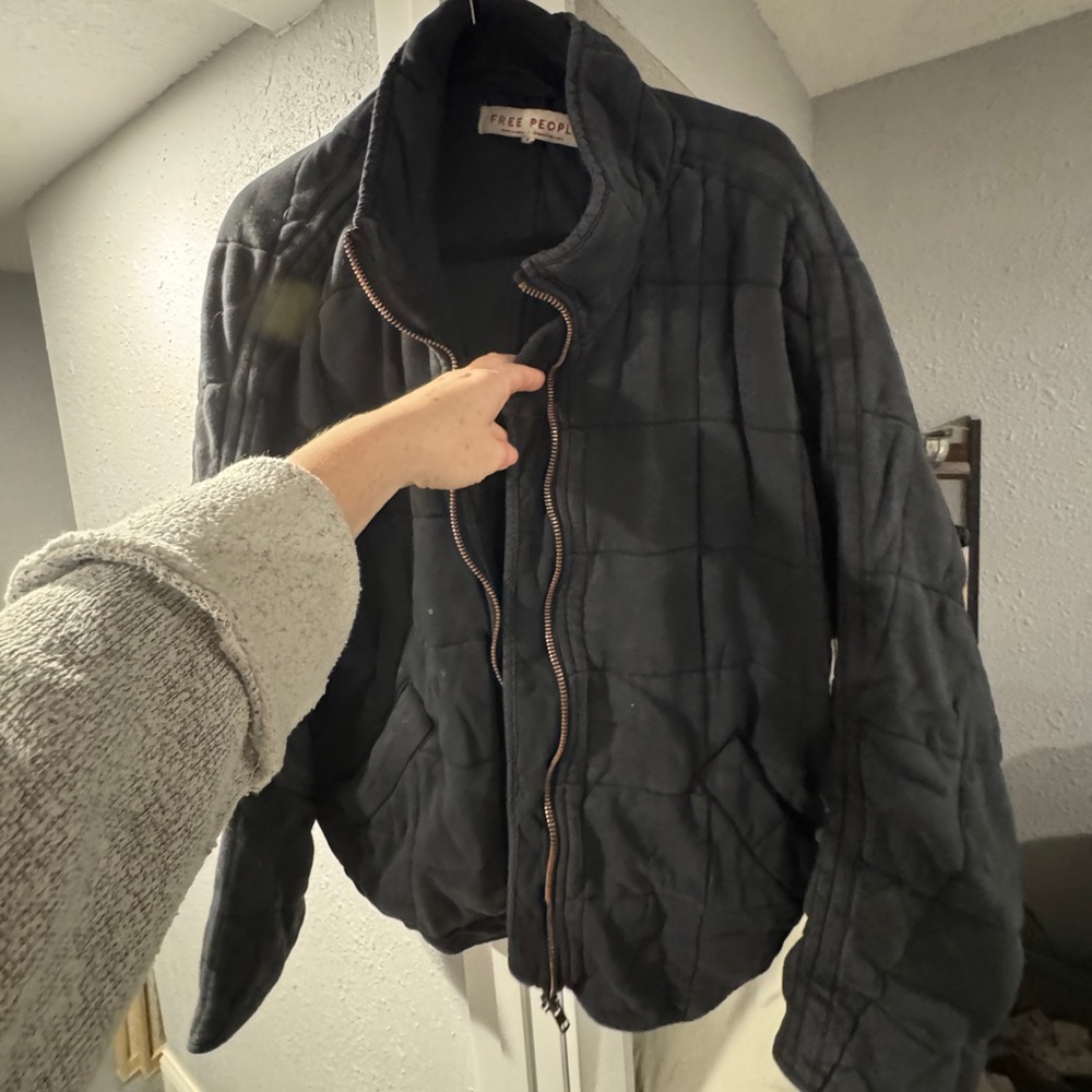 Free People Dark Quilted Puffer Jacket